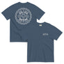 Ollin Aztec T-shirt in blue colorway front view